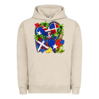 Pigment French Oak puerto rico with dominican republic hearts Urban Hoodie - NancyCooperArtShop