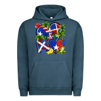 Pigment Midnight Navy puerto rico with dominican republic hearts Urban Hoodie - NancyCooperArtShop