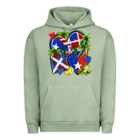 Pigment Oil Green puerto rico with dominican republic hearts Urban Hoodie - NancyCooperArtShop
