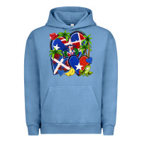Pigment Pebble Blue puerto rico with dominican republic hearts Urban Hoodie - NancyCooperArtShop