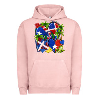 Pigment Salmon puerto rico with dominican republic hearts Urban Hoodie - NancyCooperArtShop