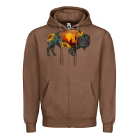 Chestnut sunflower bison Zipper Hoodie - RanaPortraitStore