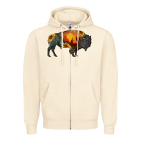 Sandshell sunflower bison Zipper Hoodie - RanaPortraitStore