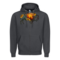Smoke sunflower bison Zipper Hoodie - RanaPortraitStore