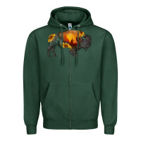 Sports Green sunflower bison Zipper Hoodie - RanaPortraitStore