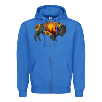 Sunflower Bison Zipper Hoodie | Teevron