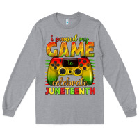 Heather Grey i paused my game celebrate juneteenth Long Sleeve Tee - texasbilliewilder