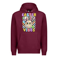 Burgundy easter vibes smiley face Premium Hoodie - MaliasSmallBusiness