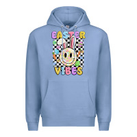 Colony Blue easter vibes smiley face Premium Hoodie - MaliasSmallBusiness