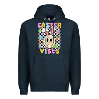 Navy easter vibes smiley face Premium Hoodie - MaliasSmallBusiness