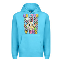 Ocean Blue easter vibes smiley face Premium Hoodie - MaliasSmallBusiness