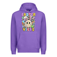 Purple easter vibes smiley face Premium Hoodie - MaliasSmallBusiness