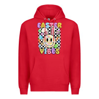 Red easter vibes smiley face Premium Hoodie - MaliasSmallBusiness