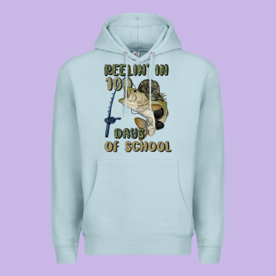 Reelin' In 100 Days Of School Premium Hoodie Designed By Maliassmallbusiness
