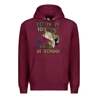 Burgundy reelin' in 100 days of school Premium Hoodie - MaliasSmallBusiness