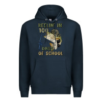 Navy reelin' in 100 days of school Premium Hoodie - MaliasSmallBusiness
