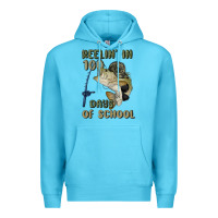Ocean Blue reelin' in 100 days of school Premium Hoodie - MaliasSmallBusiness