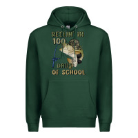 Sports Green reelin' in 100 days of school Premium Hoodie - MaliasSmallBusiness