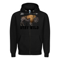 Black stay wild bison Zipper Hoodie - RanaPortraitStore
