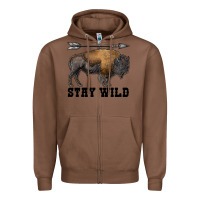 Chestnut stay wild bison Zipper Hoodie - RanaPortraitStore