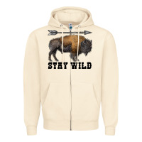 Sandshell stay wild bison Zipper Hoodie - RanaPortraitStore