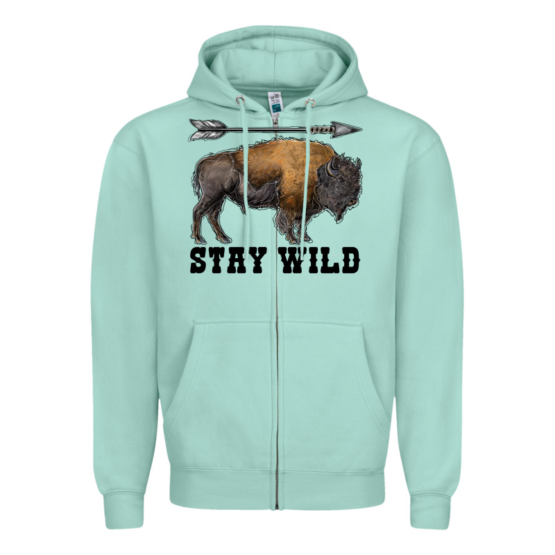 Stay Wild Bison Zipper Hoodie by RanaPortraitStore | Teevron