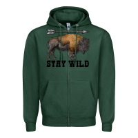 Sports Green stay wild bison Zipper Hoodie - RanaPortraitStore