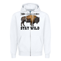 White stay wild bison Zipper Hoodie - RanaPortraitStore