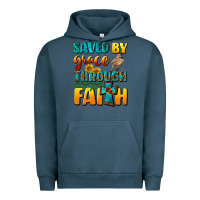 Pigment Midnight Navy saved by grace through faith Urban Hoodie - NancyCooperArtShop