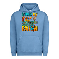 Pigment Pebble Blue saved by grace through faith Urban Hoodie - NancyCooperArtShop