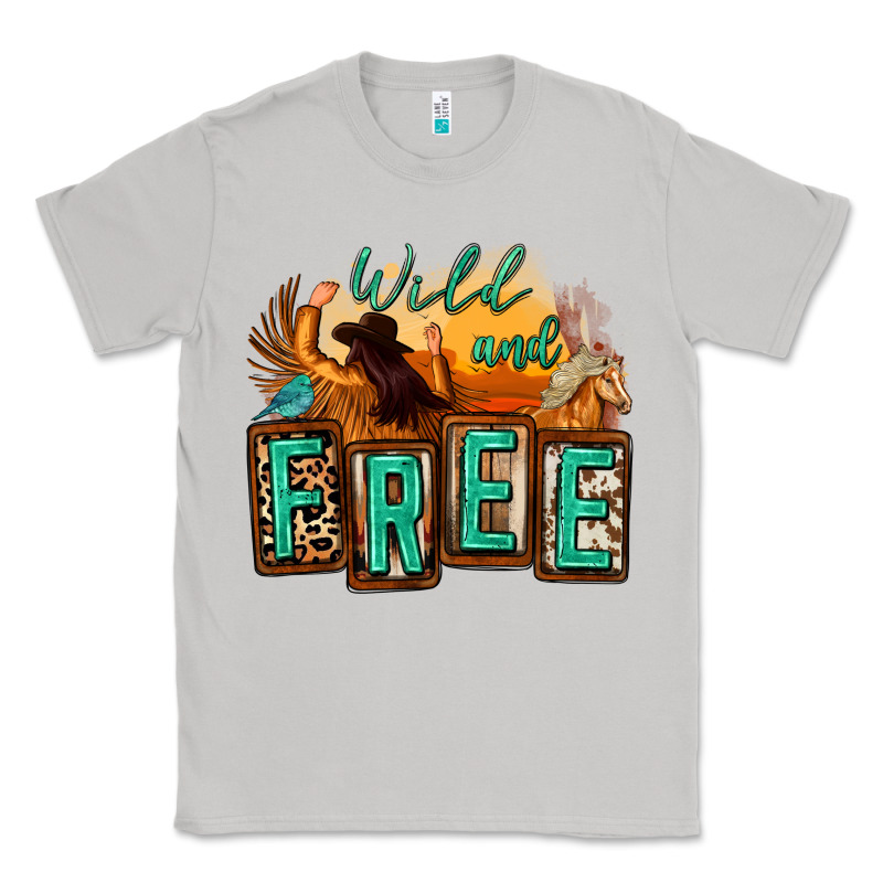 Wild And Free Cowgirl Horse Desert Classic Tee by Zillion Design Studio | Teevron