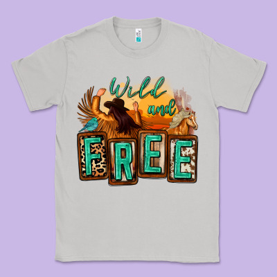 Wild And Free Cowgirl Horse Desert Classic Tee Designed By Zillion Design Studio