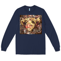 Navy leopard cow Long Sleeve Tee - Zillion Design Studio