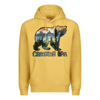 Antique Gold camping bear Premium Hoodie - MaliasSmallBusiness