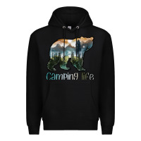 Black camping bear Premium Hoodie - MaliasSmallBusiness
