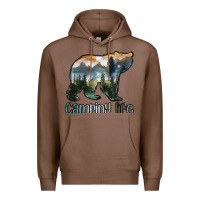 Chestnut camping bear Premium Hoodie - MaliasSmallBusiness