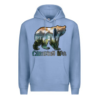 Colony Blue camping bear Premium Hoodie - MaliasSmallBusiness