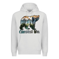 Dove Grey camping bear Premium Hoodie - MaliasSmallBusiness