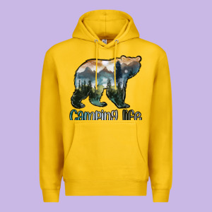 Camping Bear Premium Hoodie Designed By Maliassmallbusiness
