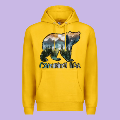 Camping Bear Premium Hoodie Designed By Maliassmallbusiness