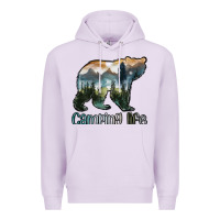 Lilac camping bear Premium Hoodie - MaliasSmallBusiness