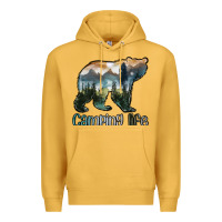 Mustard camping bear Premium Hoodie - MaliasSmallBusiness