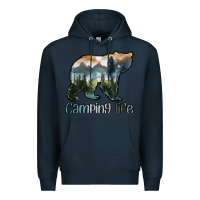 Navy camping bear Premium Hoodie - MaliasSmallBusiness