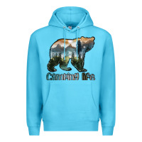 Ocean Blue camping bear Premium Hoodie - MaliasSmallBusiness