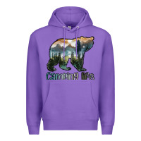 Purple camping bear Premium Hoodie - MaliasSmallBusiness