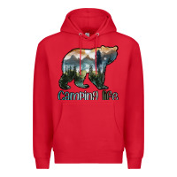 Red camping bear Premium Hoodie - MaliasSmallBusiness
