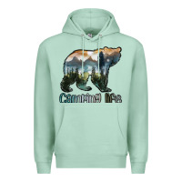 Seafoam camping bear Premium Hoodie - MaliasSmallBusiness