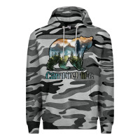 Slate Camo camping bear Premium Hoodie - MaliasSmallBusiness