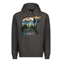 Smoke camping bear Premium Hoodie - MaliasSmallBusiness