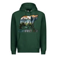 Sports Green camping bear Premium Hoodie - MaliasSmallBusiness